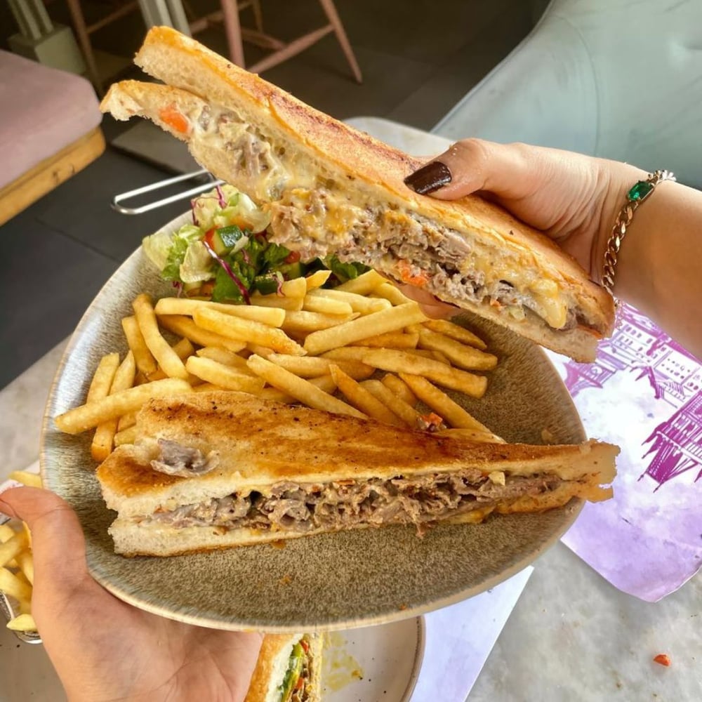 Cubano Sandwich with a Drink